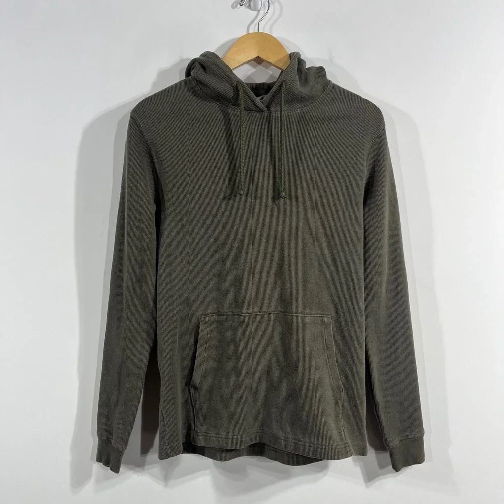 North Face Gorpcore Outdoors Hiking Waffle Knit Thermal Hoodie Mens Medium Green